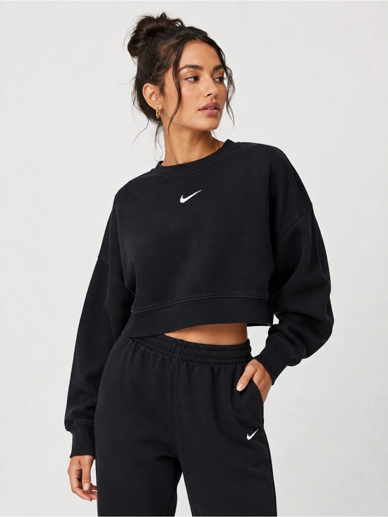 Nike Tops - Nike Women’s Oversized Cropped Crewneck Sweatshirt Black Medium